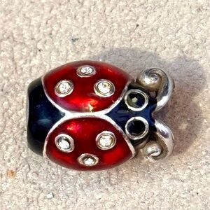 🆕Listing! Brighton big red & black ladybug bead Enameled with crystals Retired